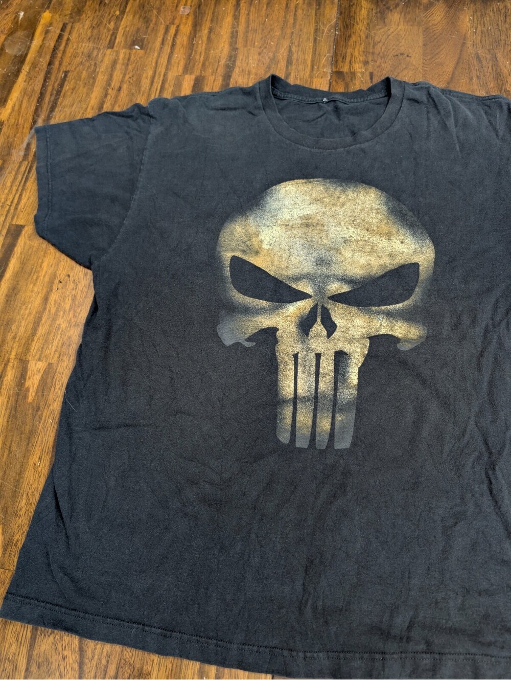 Punisher Skull Marvel T Shirt Mens XL Black Metallic Gold